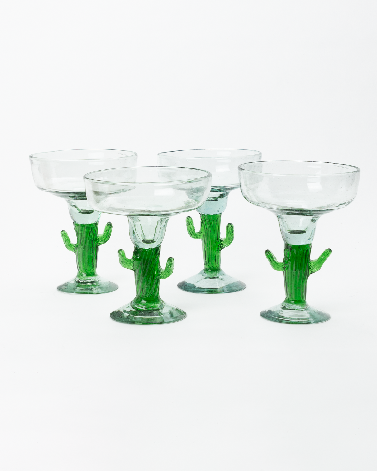 Hand Blown Cactus Margarita Glasses