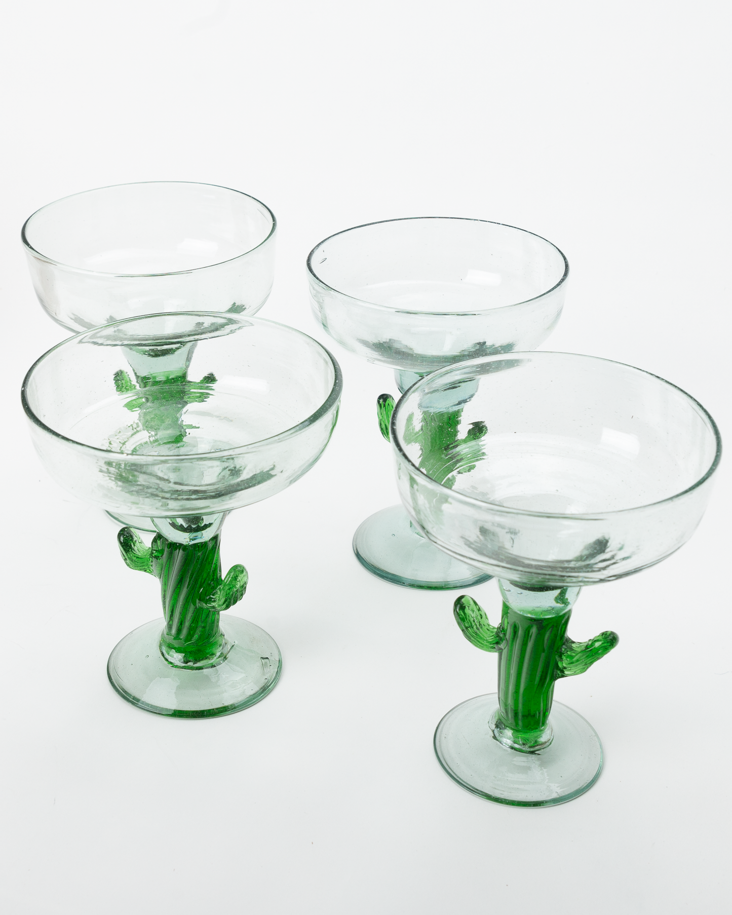 Hand Blown Cactus Margarita Glasses