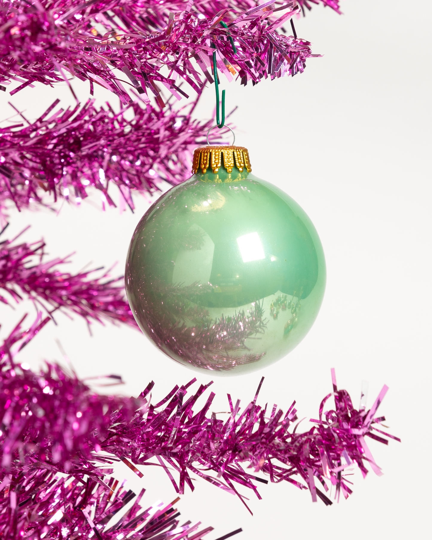 Vintage Glass Bauble Ornament - Green