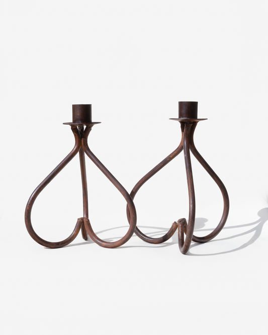 Wrought Iron Candle Holder Pair