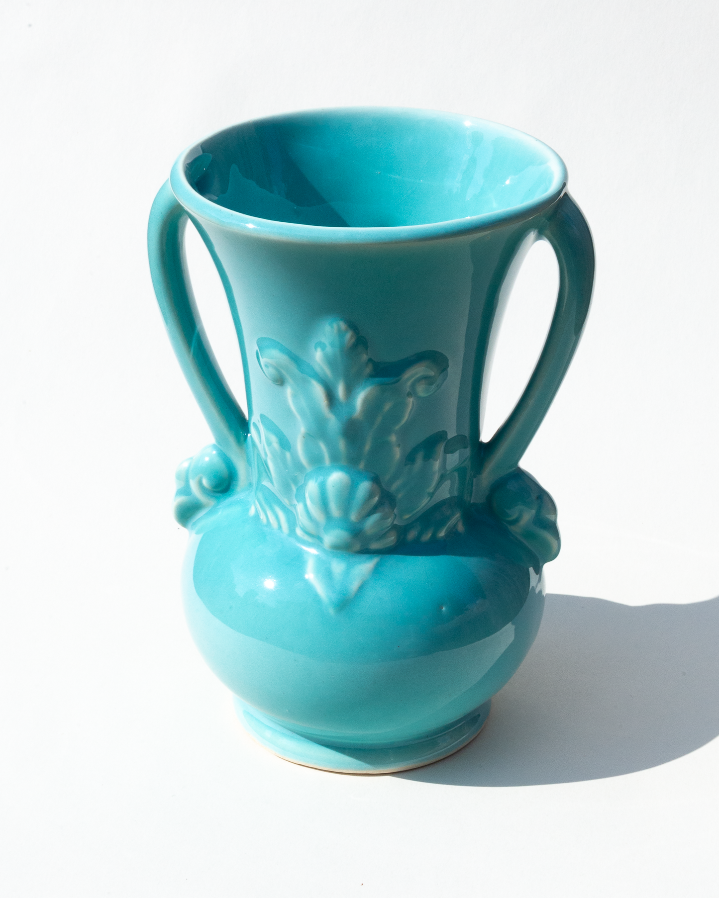 Aqua Glazed Floral Vase