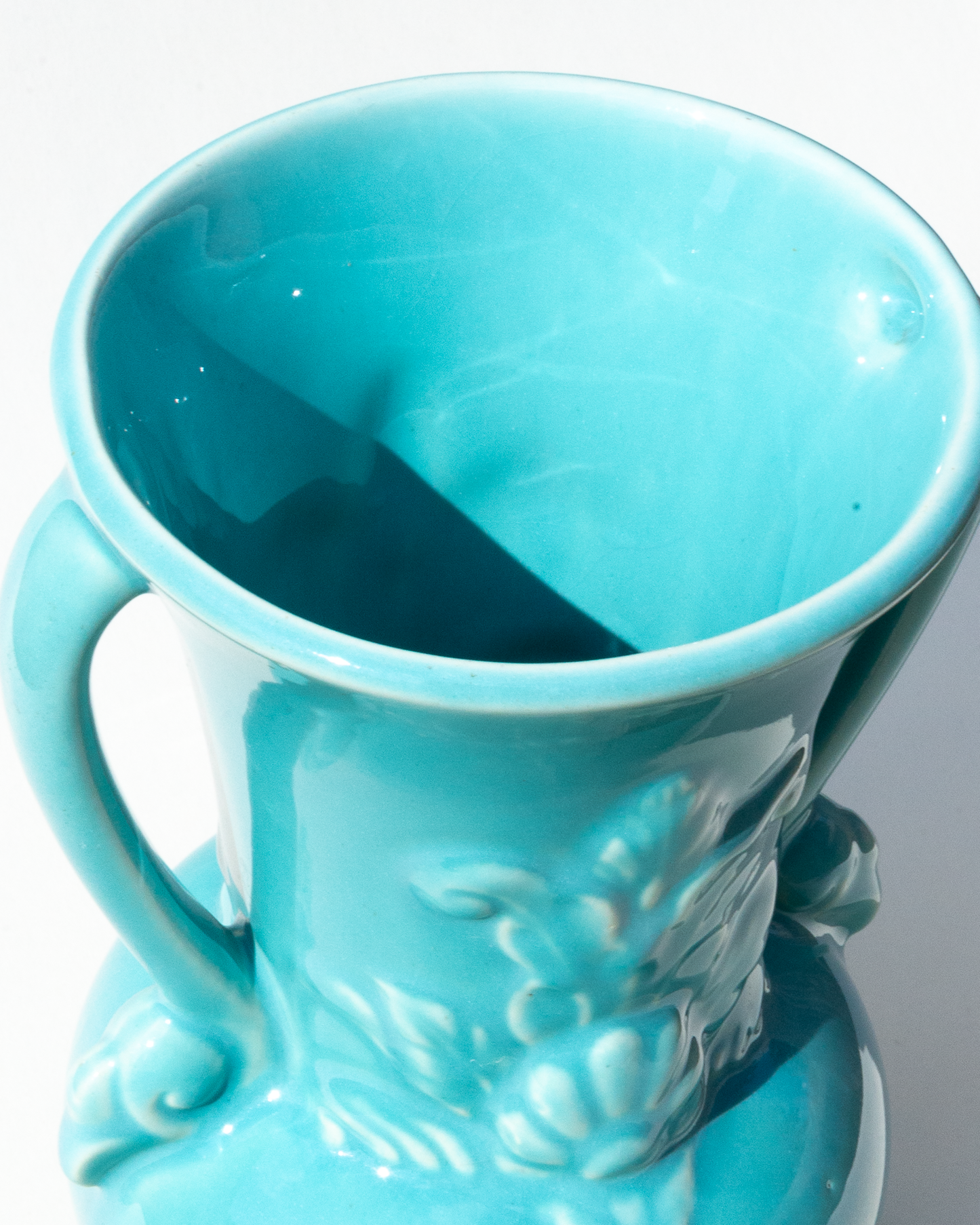 Aqua Glazed Floral Vase